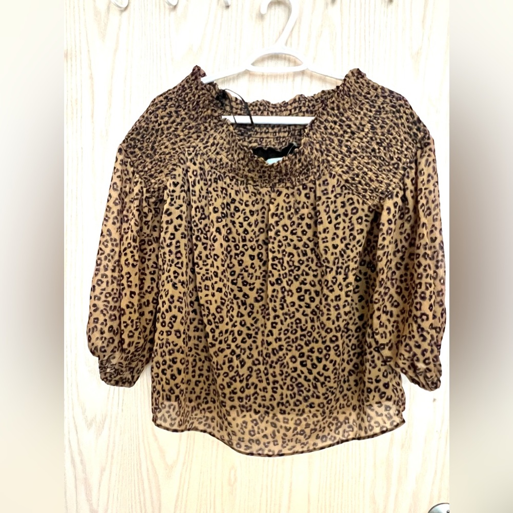 CECE LEOPARD top 3/4 sleeve NWOT size S P2P 18